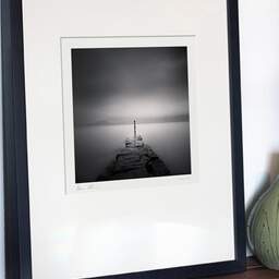 Art and collection photography Denis Olivier, Striped Pole, Etude 1, Lake Maggiore, Switzerland. August 2014. Ref-11441 - Denis Olivier Photography, gallery exhibition with black frame