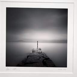 Art and collection photography Denis Olivier, Striped Pole, Etude 1, Lake Maggiore, Switzerland. August 2014. Ref-11441 - Denis Olivier Photography, original photographic print in limited edition and signed, framed under cardboard mat