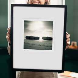 Art and collection photography Denis Olivier, Etude 8, Plage Des Combots, France. October 2006. Ref-1051 - Denis Olivier Photography, original 9 x 9 inches fine-art photograph print in limited edition and signed hold by a galerist woman