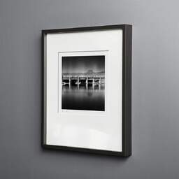Art and collection photography Denis Olivier, Submarine Base, Saint-Nazaire, France. August 2020. Ref-1352 - Denis Olivier Photography, black wood frame on gray background