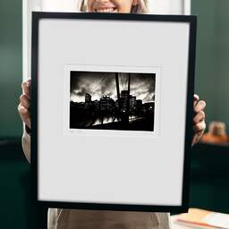 Art and collection photography Denis Olivier, Taranaki Street Wharf, Te Aro, Wellington, New Zealand. July 2018. Ref-1395 - Denis Olivier Photography, original 9 x 9 inches fine-art photograph print in limited edition and signed hold by a galerist woman