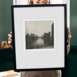 Art and collection photography Denis Olivier, Tatekawa River, Tokyo, Japan. July 2014. Ref-1295 - Denis Olivier Photography, original 9 x 9 inches fine-art photograph print in limited edition and signed hold by a galerist woman