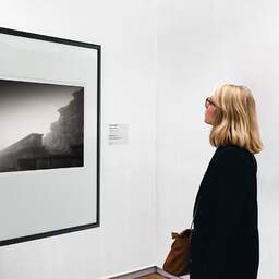 Art and collection photography Denis Olivier, Temple Of Mercury, Puy-de-Dôme, France. December 2021. Ref-11601 - Denis Olivier Art Photography, A woman contemplate a large original photographic art print in limited edition and signed in a black frame