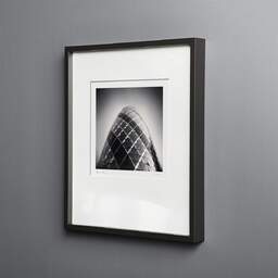 Art and collection photography Denis Olivier, The Gherkin, Etude 1, The City, London, England. April 2014. Ref-11459 - Denis Olivier Photography, black wood frame on gray background