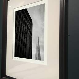 Art and collection photography Denis Olivier, The Shard From Adelaide House, London, England. August 2022. Ref-11674 - Denis Olivier Art Photography, brown wood old frame on dark gray background