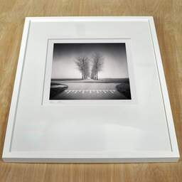 Art and collection photography Denis Olivier, Trees Alignment, Etude 1, Friesland, Netherlands. April 2015. Ref-1313 - Denis Olivier Art Photography, white frame on a wooden table