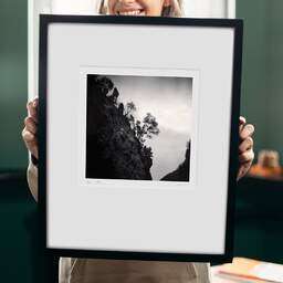 Art and collection photography Denis Olivier, Trees On The Hillside, Ordesa Y Monte Perdido National Park, Spain. February 2022. Ref-11529 - Denis Olivier Art Photography, original 9 x 9 inches fine-art photograph print in limited edition and signed hold by a galerist woman