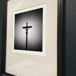 Art and collection photography Denis Olivier, Trémelu Calvary, La Madeleine, France. August 2020. Ref-1414 - Denis Olivier Photography, brown wood old frame on dark gray background