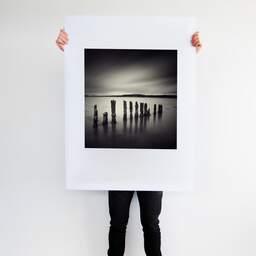 Art and collection photography Denis Olivier, Twelve Poles, Bunchrew House, Beauly Firth, Scotland. April 2006. Ref-956 - Denis Olivier Art Photography, Large original photographic art print in limited edition and signed tenu par un homme