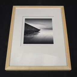 Art and collection photography Denis Olivier, West Jetty, Etude 2, Saint-Nazaire, France. November 2021. Ref-11553 - Denis Olivier Photography, light wood frame on dark background