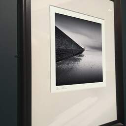 Art and collection photography Denis Olivier, West Jetty, Etude 2, Saint-Nazaire, France. November 2021. Ref-11553 - Denis Olivier Photography, brown wood old frame on dark gray background